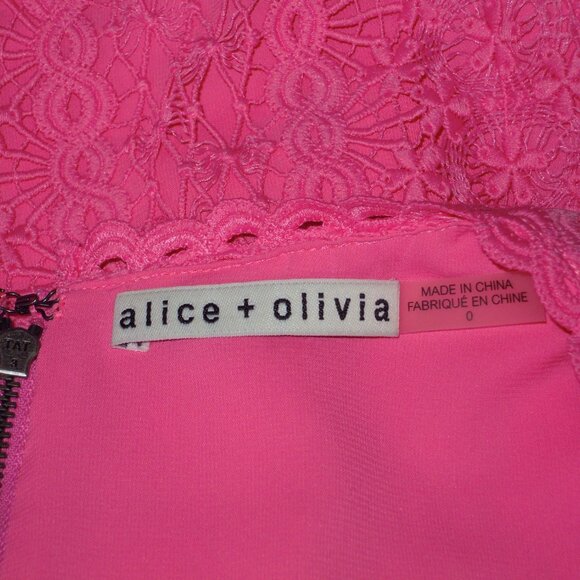 Alice + Olivia designer Pink Fit & Flare Lace Dress SIZE 0 New w/o Tags - Picture 10 of 11